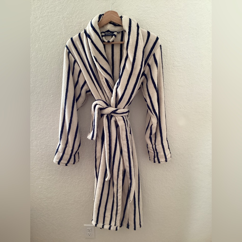 Brooklinen Super-Plush Robe Striped Abyss Unisex - Picture 3 of 5